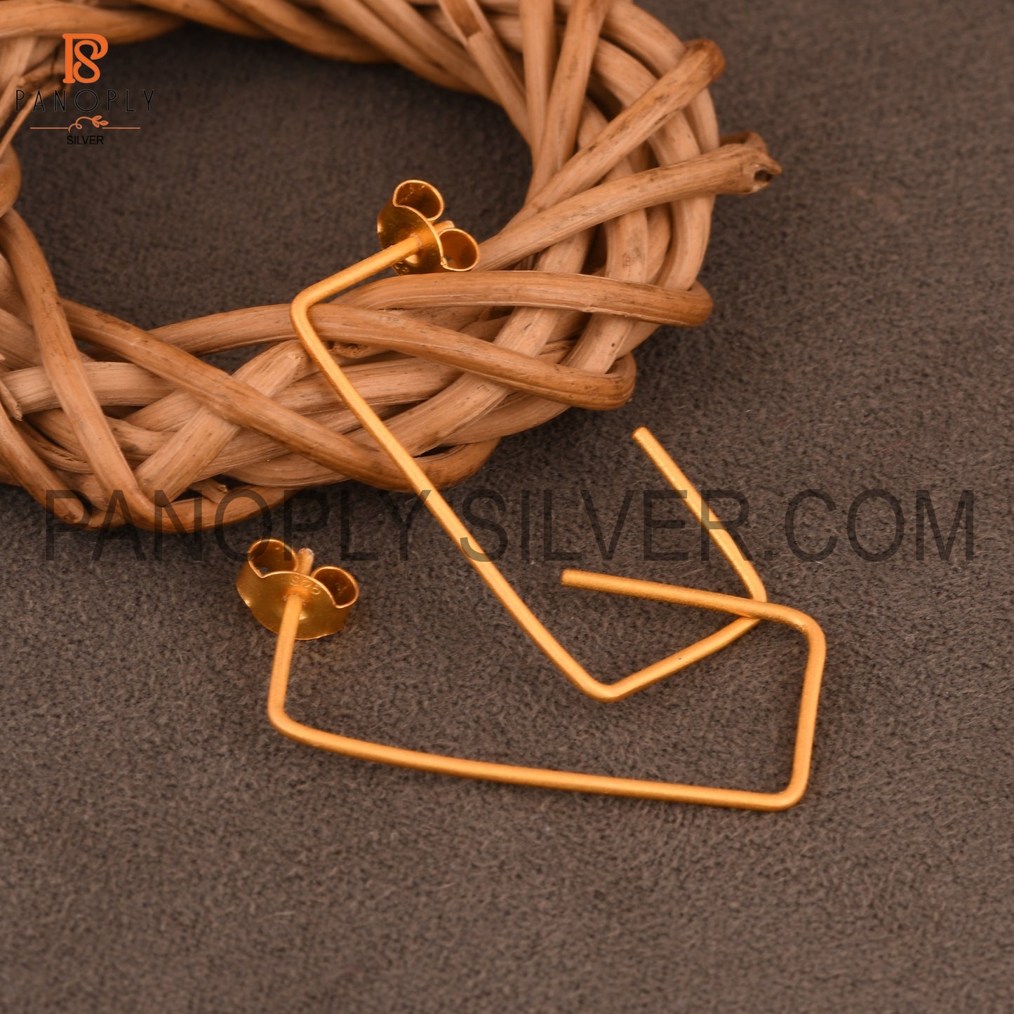 Gold Plated Rectangular Hoop Earring