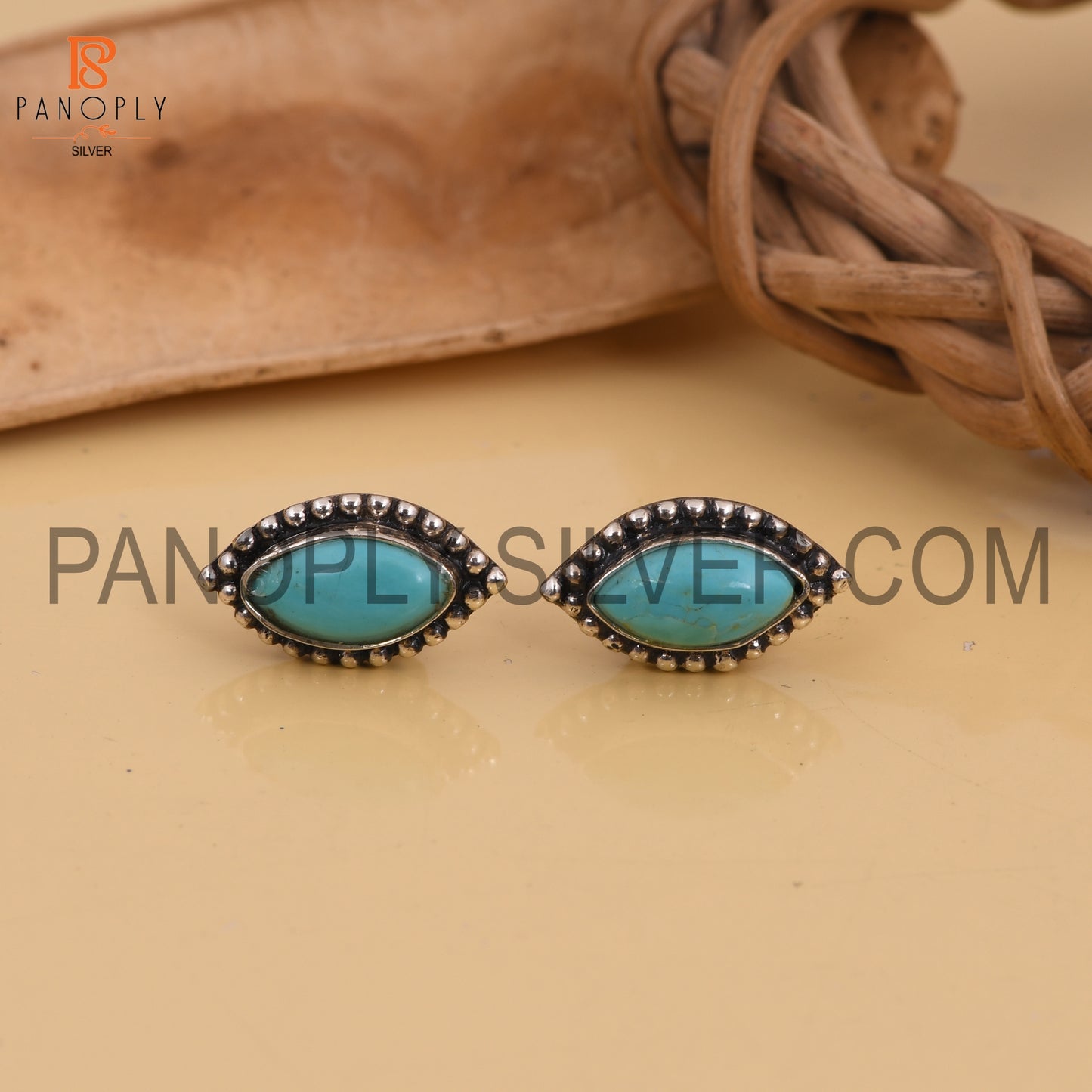 Marquise Shape 925 Quality Turquoise Earrings