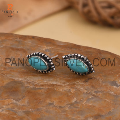 Marquise Shape 925 Quality Turquoise Earrings