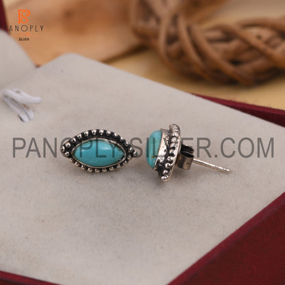 Marquise Shape 925 Quality Turquoise Earrings