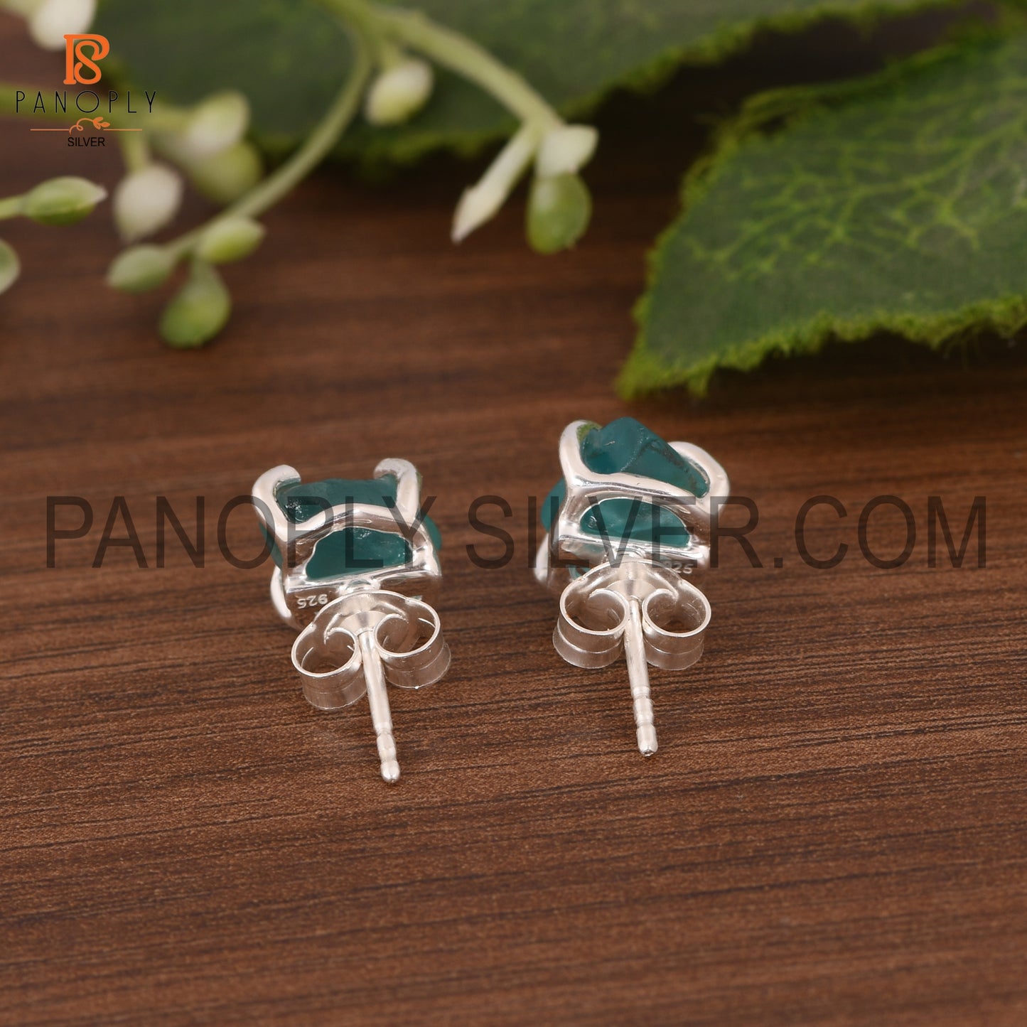 Apatite Prong Set Cute Stud Silver Earrings