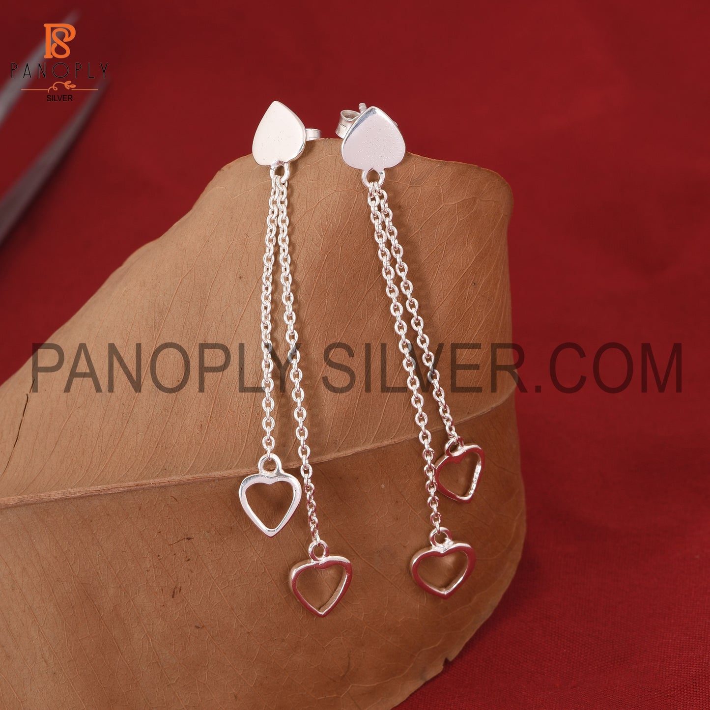 Beautiful 925 Silver Charm Heart Hanging Dangle Earrings