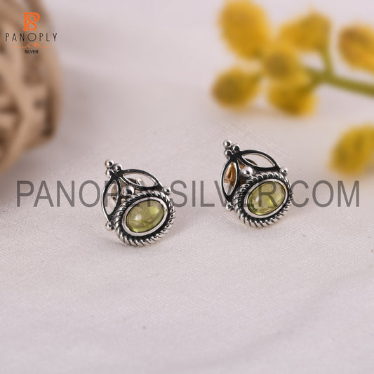 Oval Peridot August Birthstone Stud Earring Birthday Jewelry