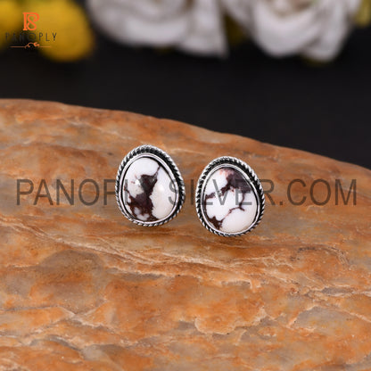 Wild Horse Jasper Stone 925 Silver Stud Earrings