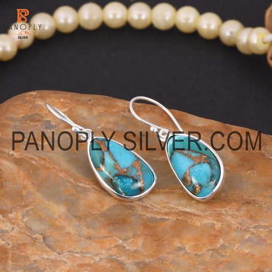 Mojave Copper Turquoise Stone 925 Silver Wedding Earring