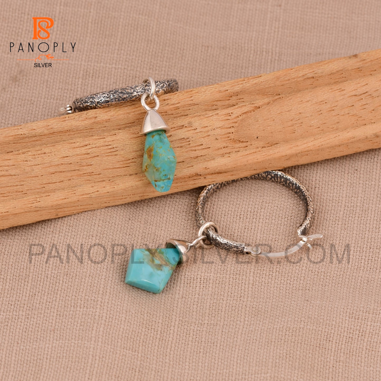 925 Silver Kite Shape Natural Gemstone Hoop Earrings