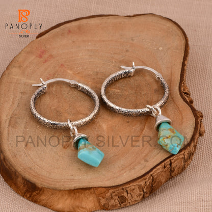 925 Silver Kite Shape Natural Gemstone Hoop Earrings