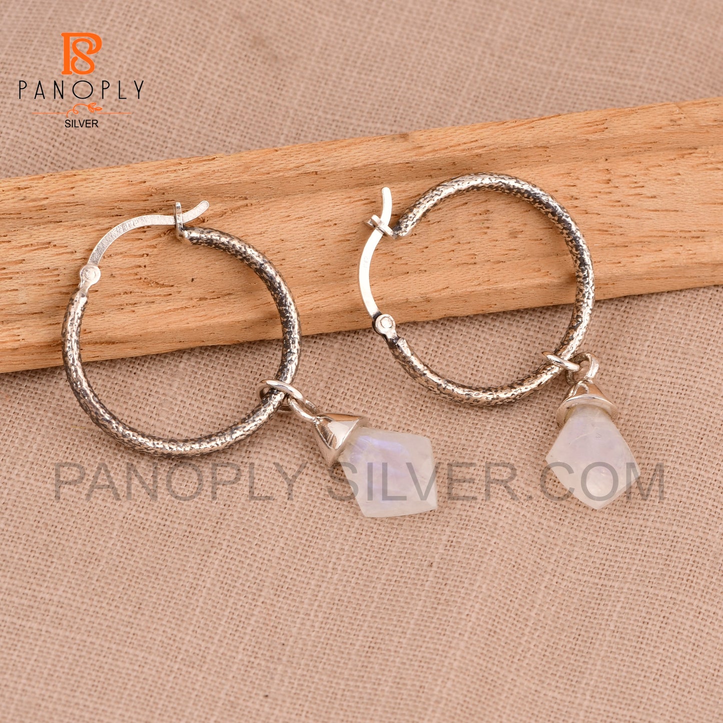 925 Silver Kite Shape Natural Gemstone Hoop Earrings