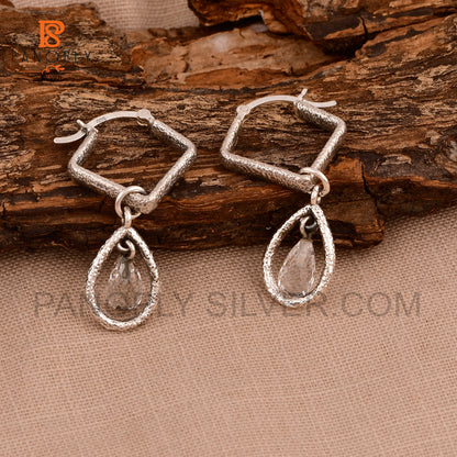 Solid 925 Silver Drop Earrings For Women