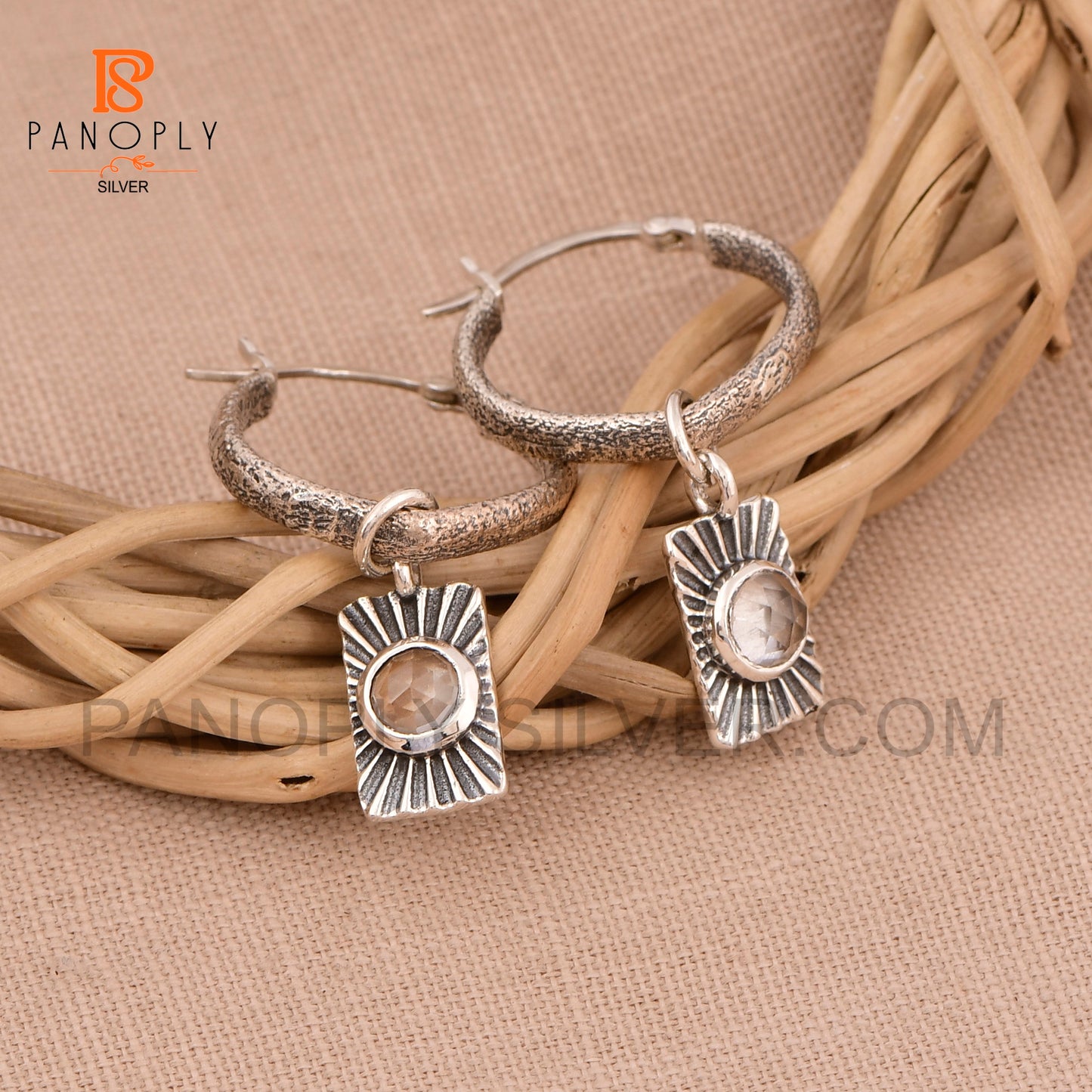 925 Sterling Silver Sun Charm Hoop Earring For Women