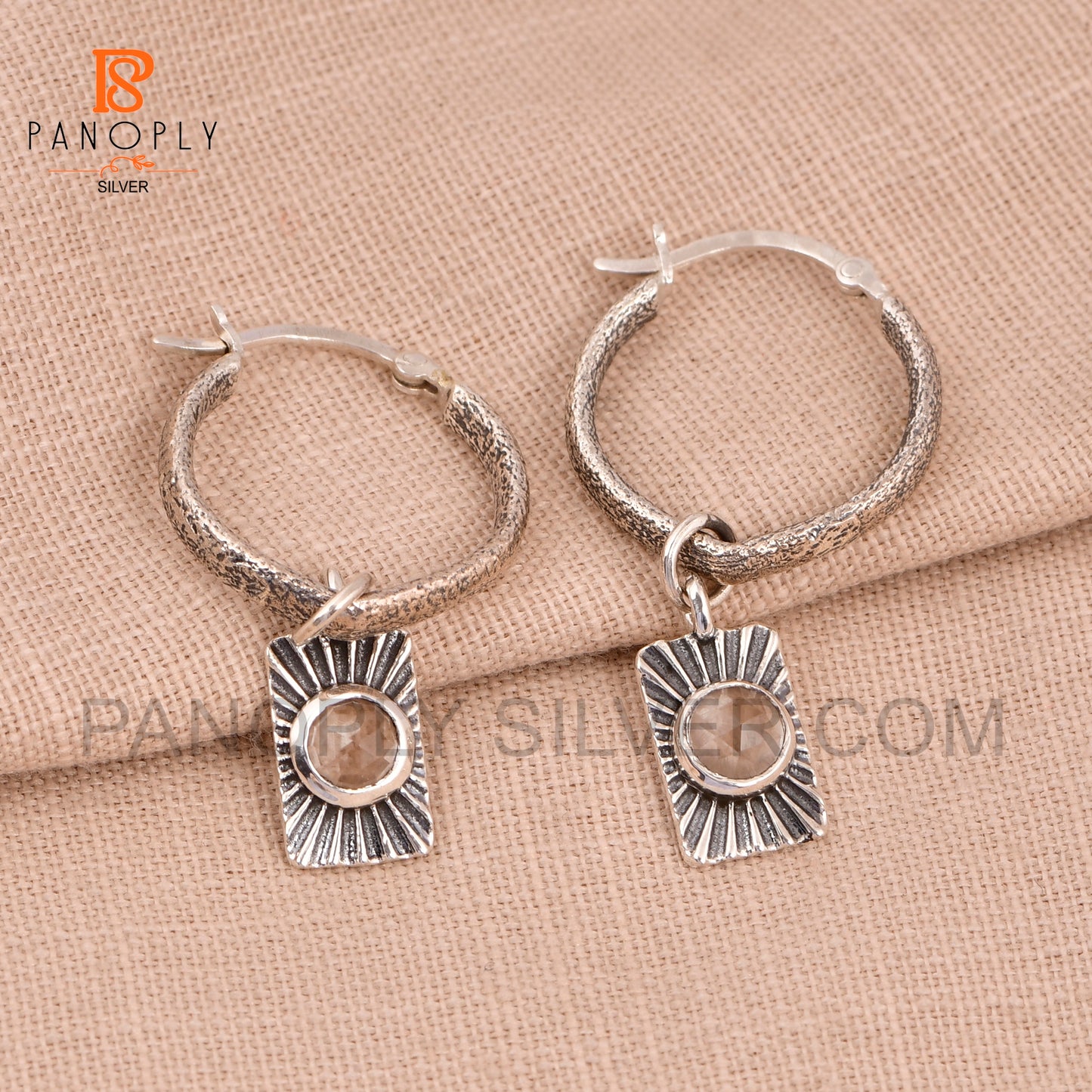 925 Sterling Silver Sun Charm Hoop Earring For Women