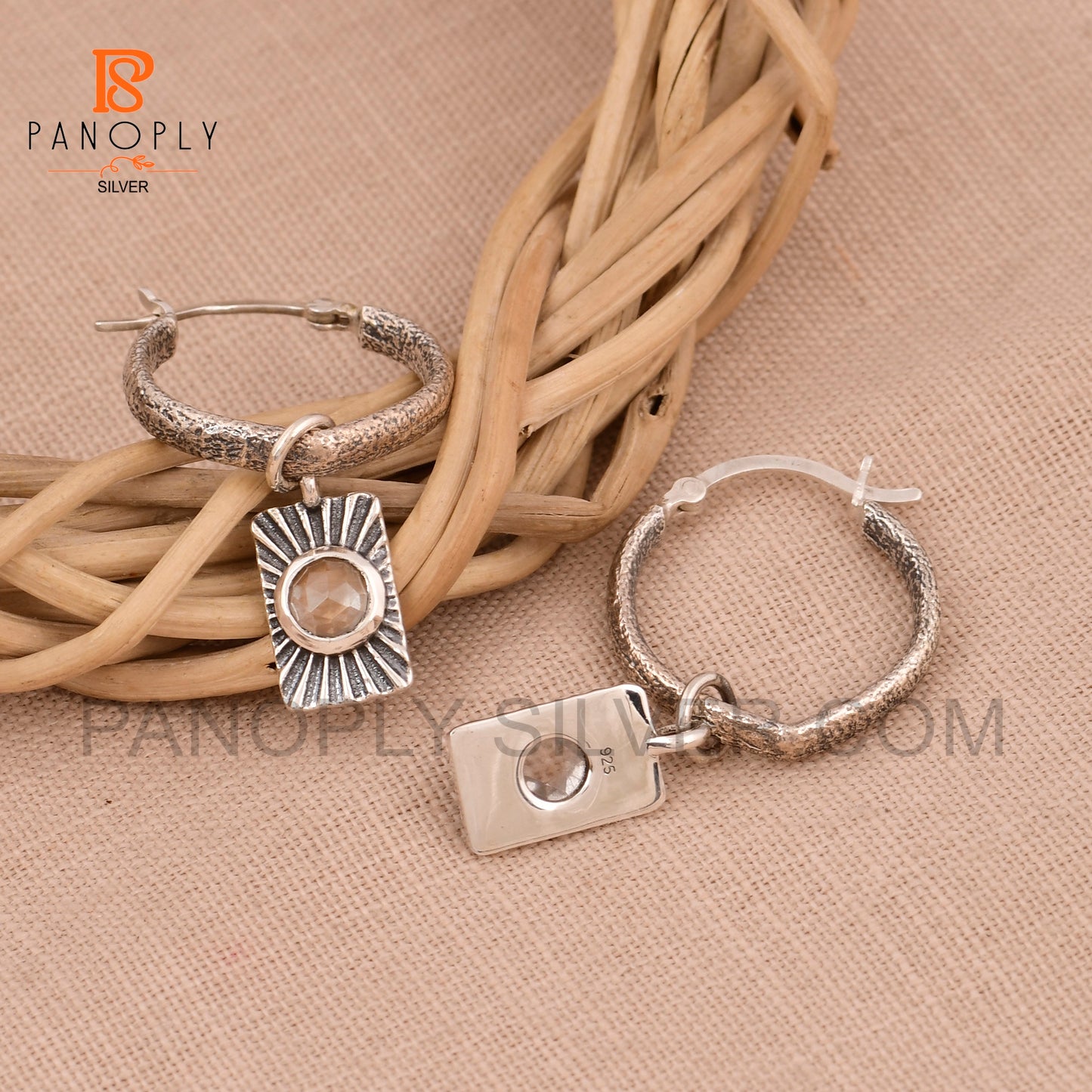 925 Sterling Silver Sun Charm Hoop Earring For Women