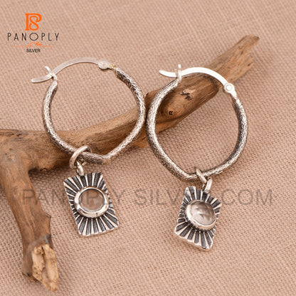 925 Sterling Silver Sun Charm Hoop Earring For Women