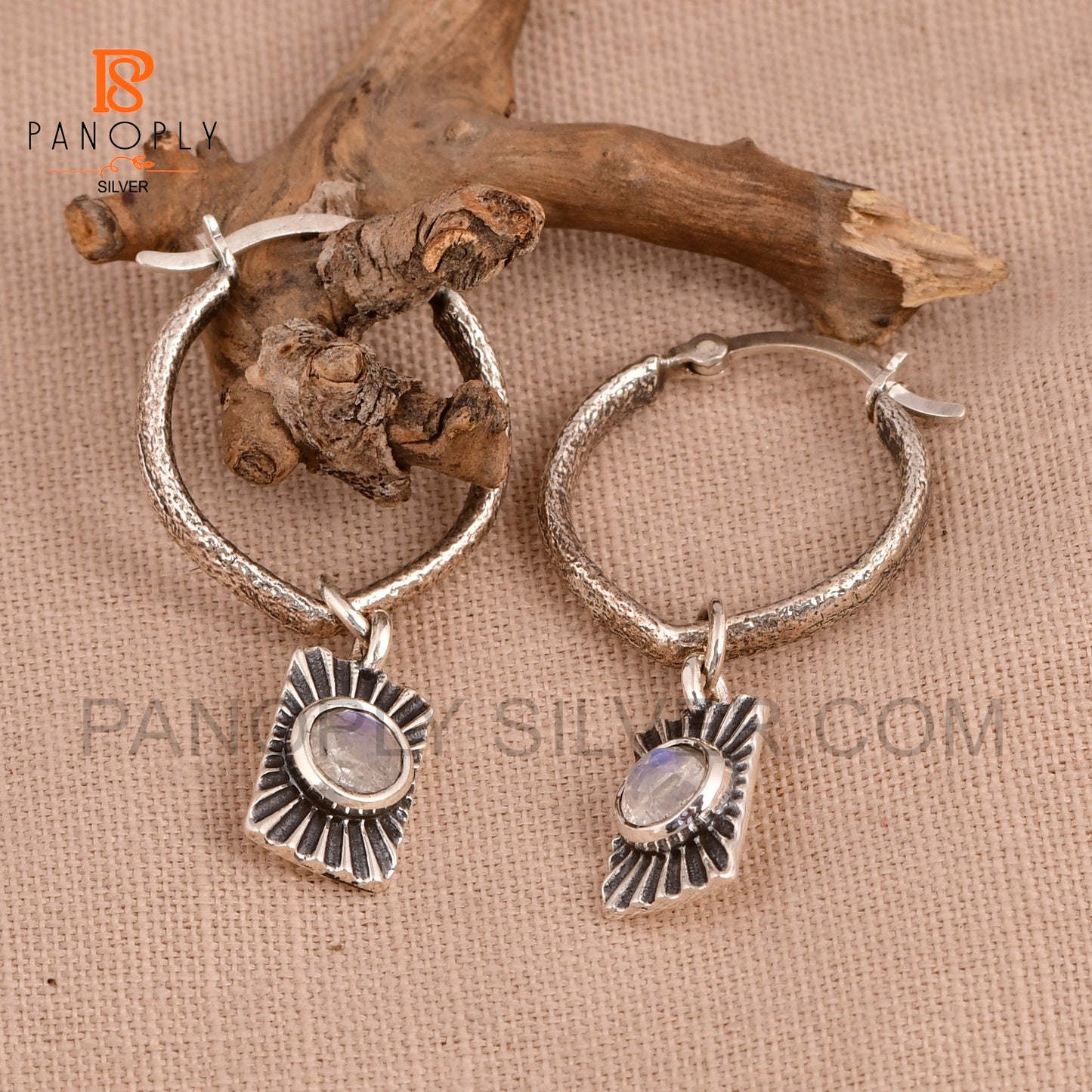 925 Sterling Silver Sun Charm Hoop Earring For Women