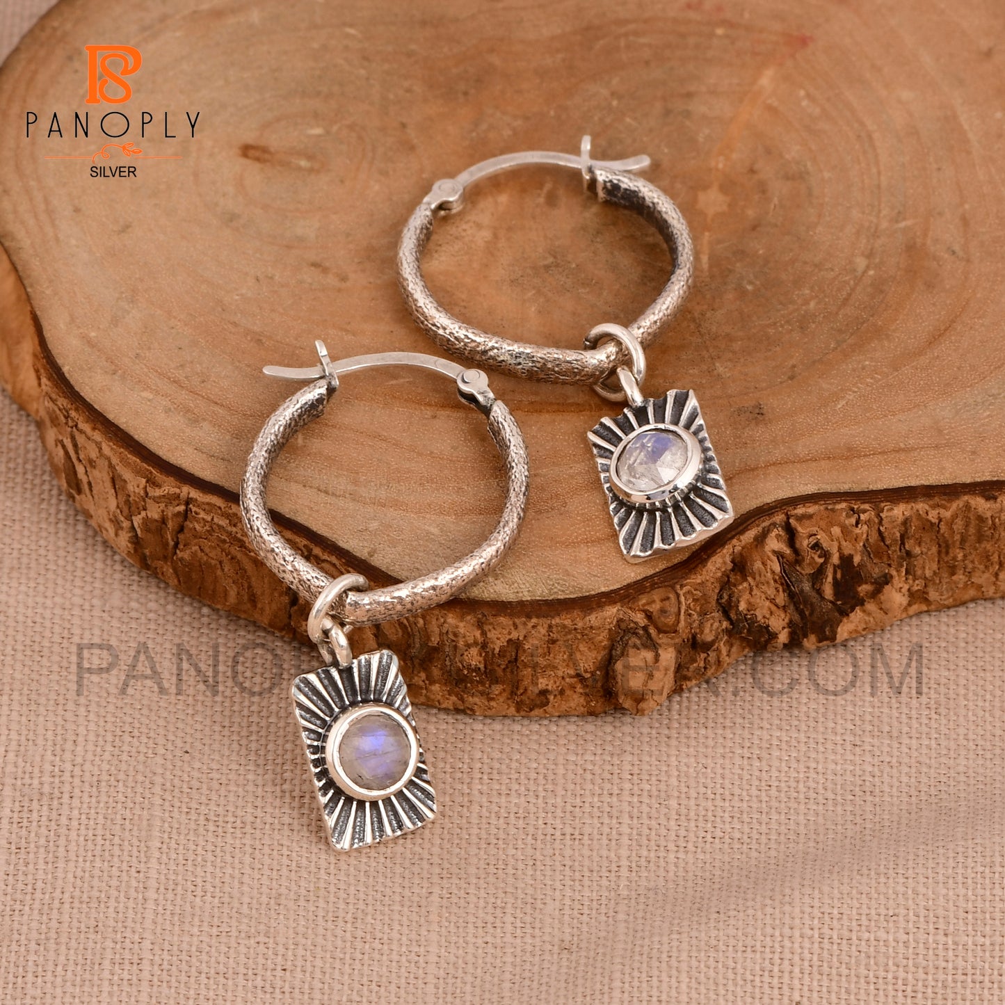 925 Sterling Silver Sun Charm Hoop Earring For Women