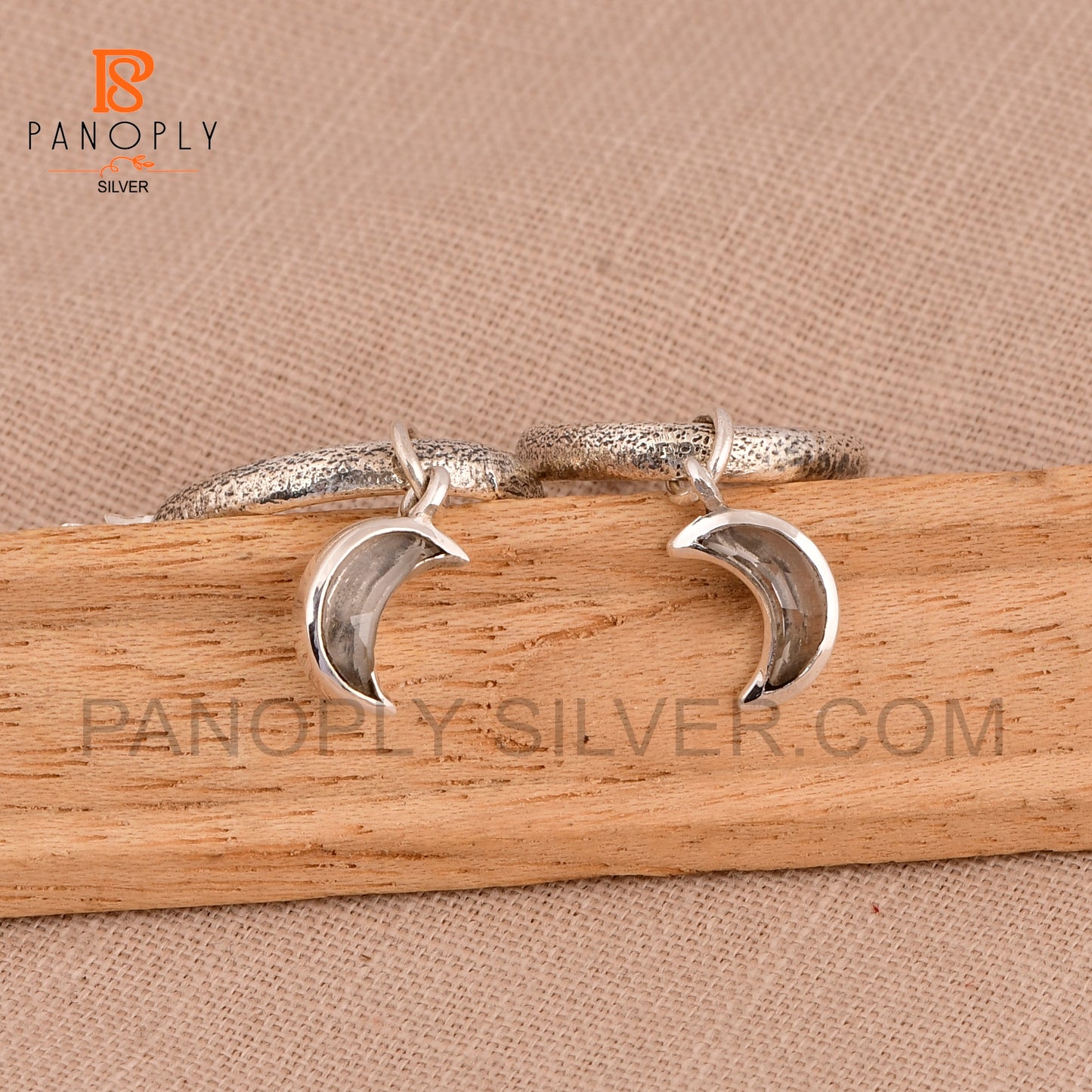 925 Silver Charm Half Moon Hoop Earrings For Women Jewelry