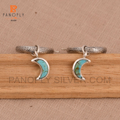 925 Silver Charm Half Moon Hoop Earrings For Women Jewelry