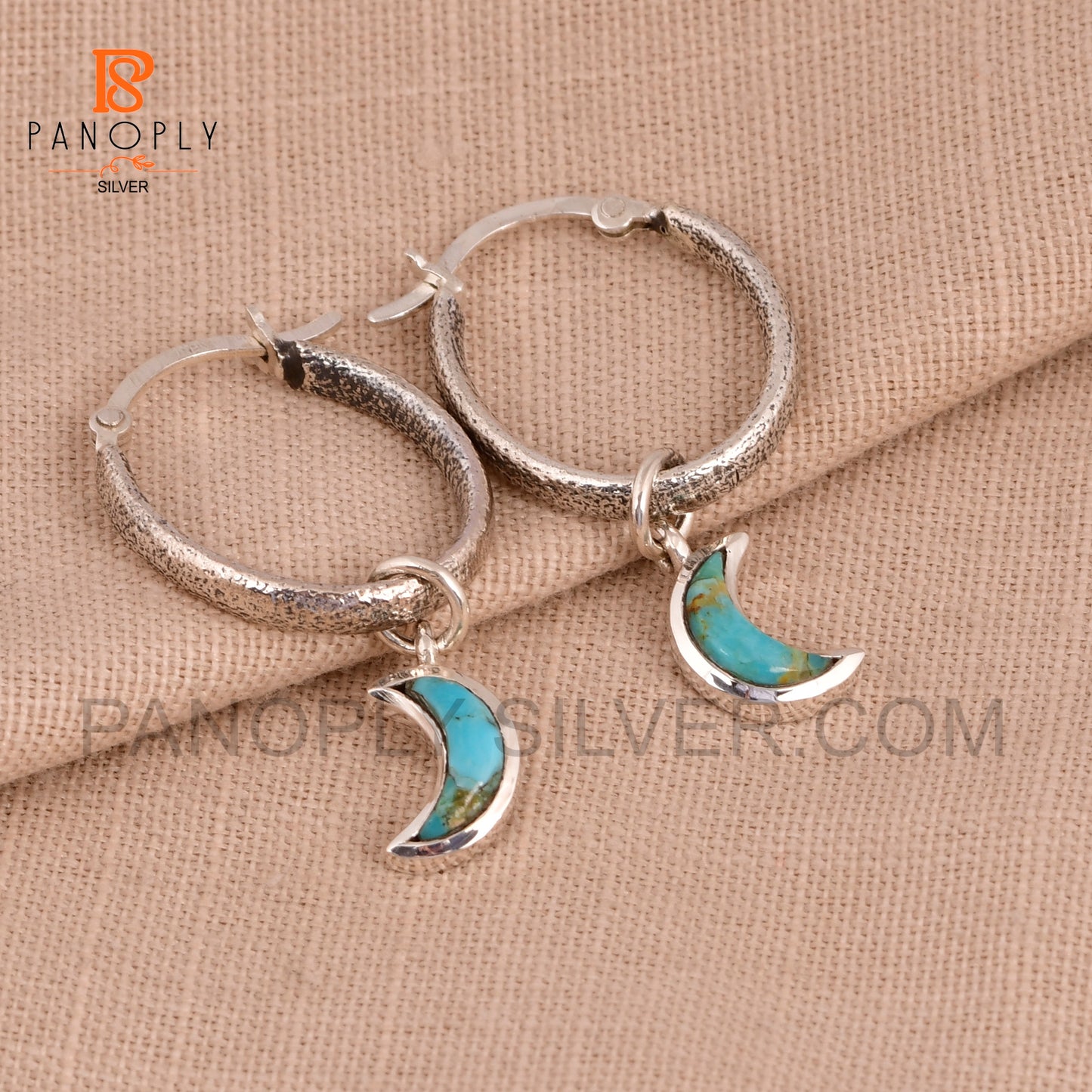 925 Silver Charm Half Moon Hoop Earrings For Women Jewelry