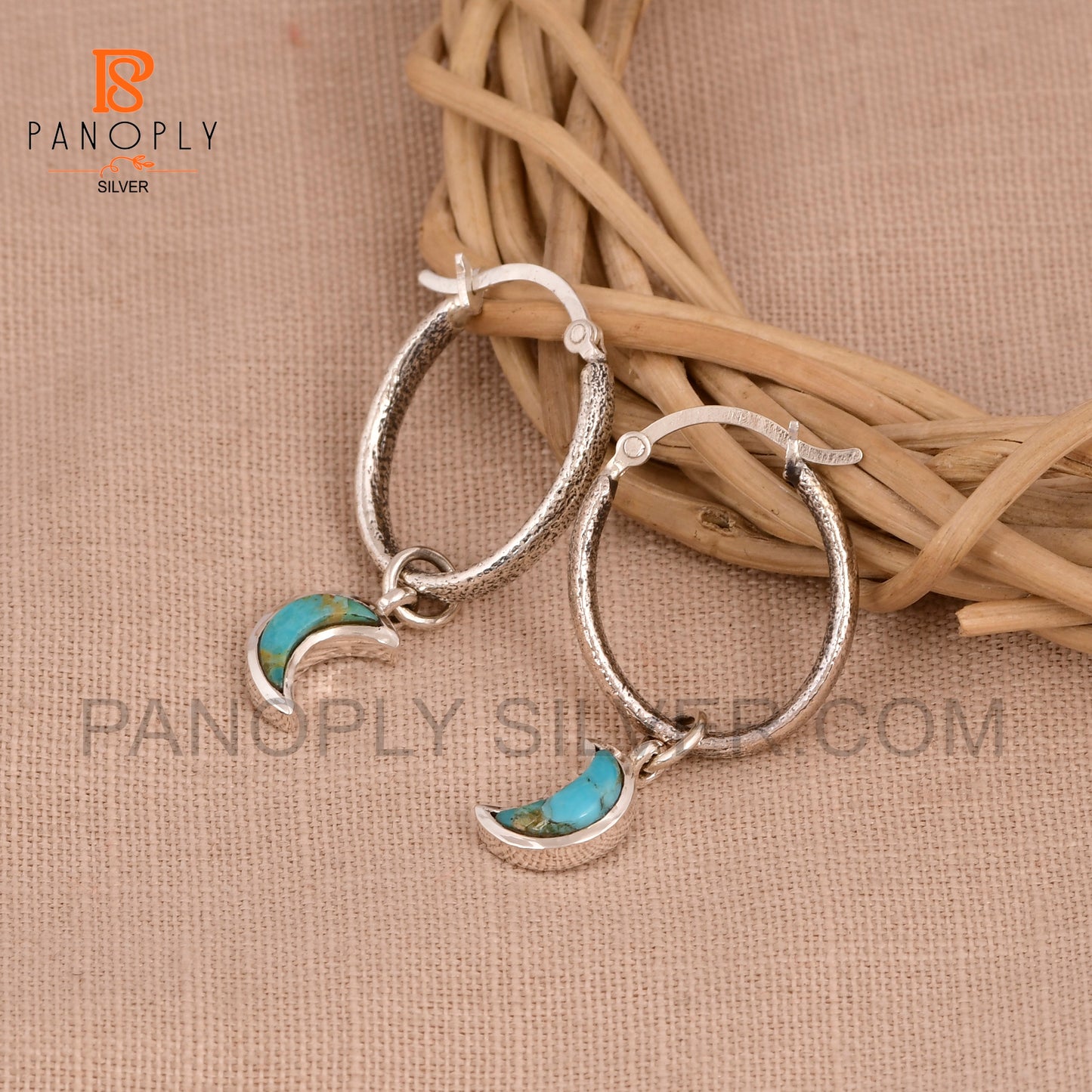 925 Silver Charm Half Moon Hoop Earrings For Women Jewelry