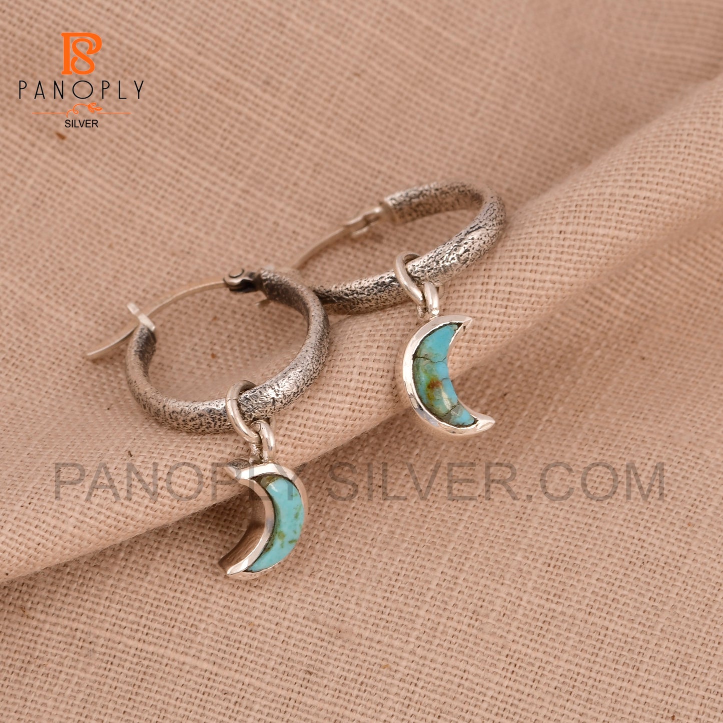 925 Silver Charm Half Moon Hoop Earrings For Women Jewelry