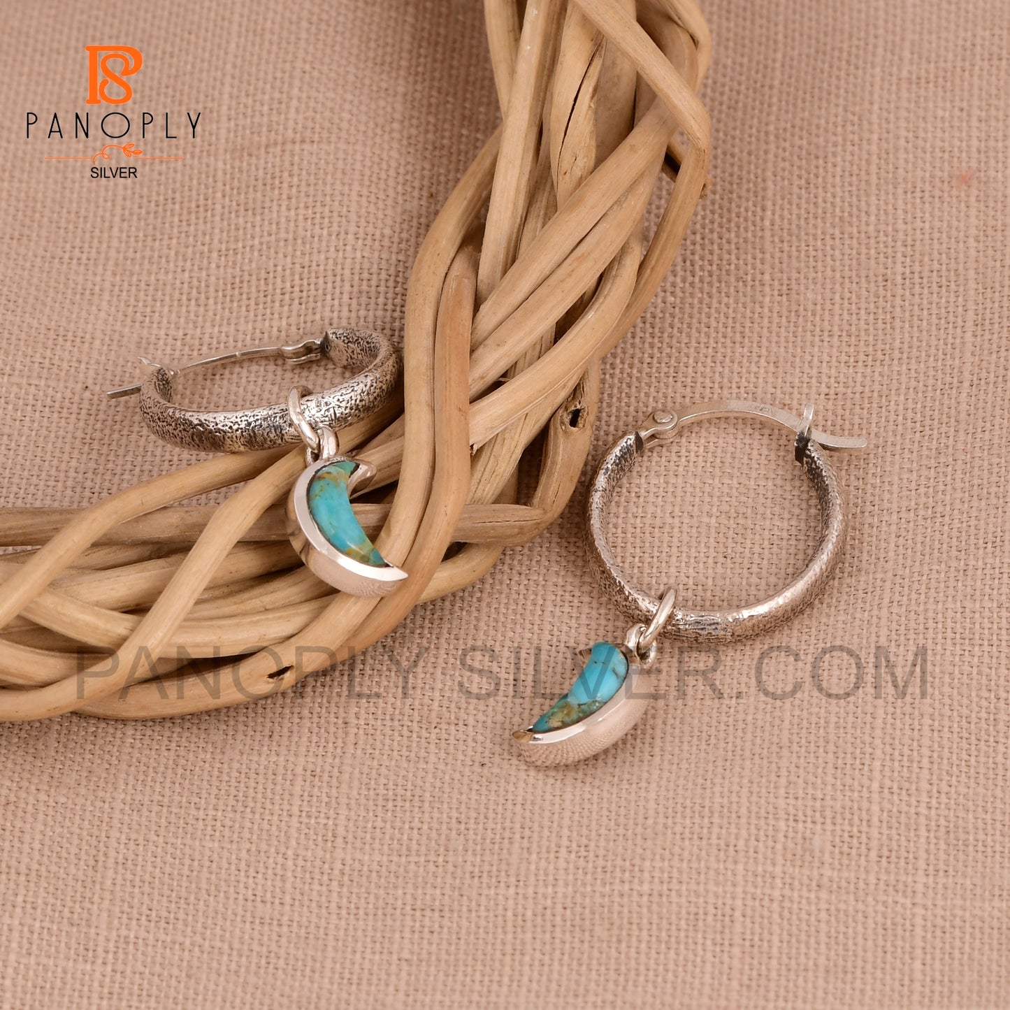 925 Silver Charm Half Moon Hoop Earrings For Women Jewelry