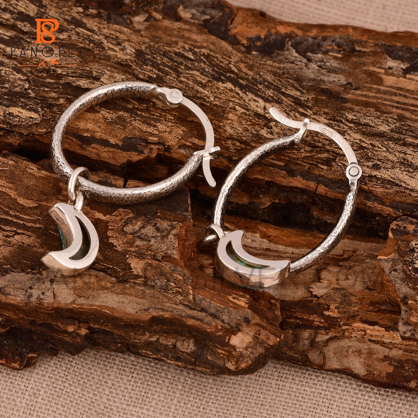 925 Silver Charm Half Moon Hoop Earrings For Women Jewelry