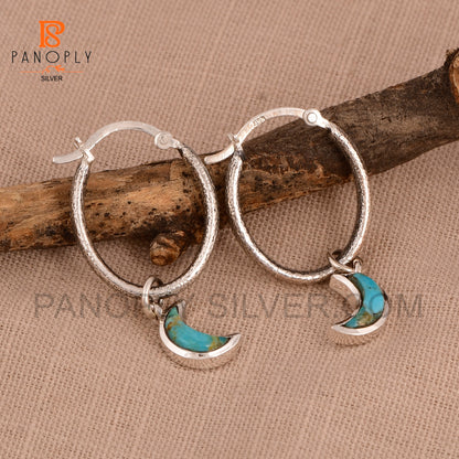 925 Silver Charm Half Moon Hoop Earrings For Women Jewelry