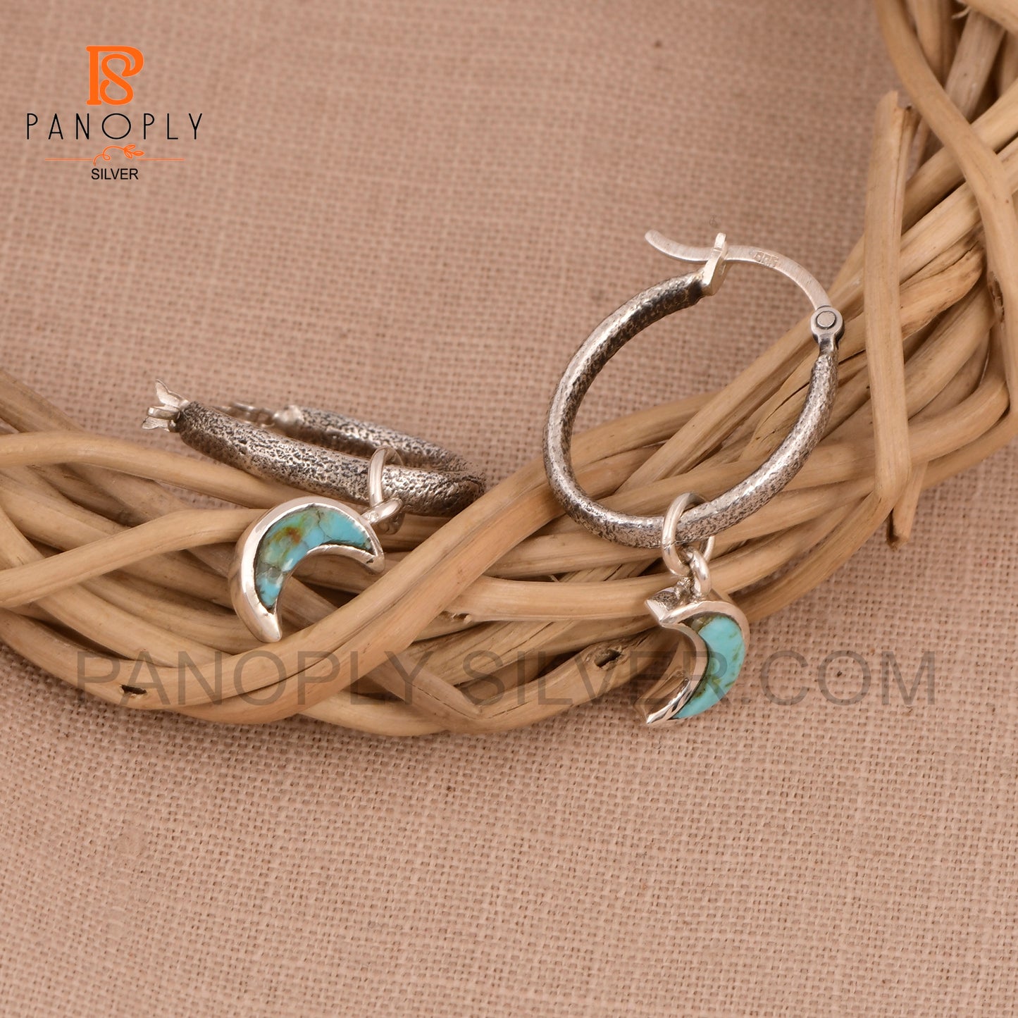 925 Silver Charm Half Moon Hoop Earrings For Women Jewelry