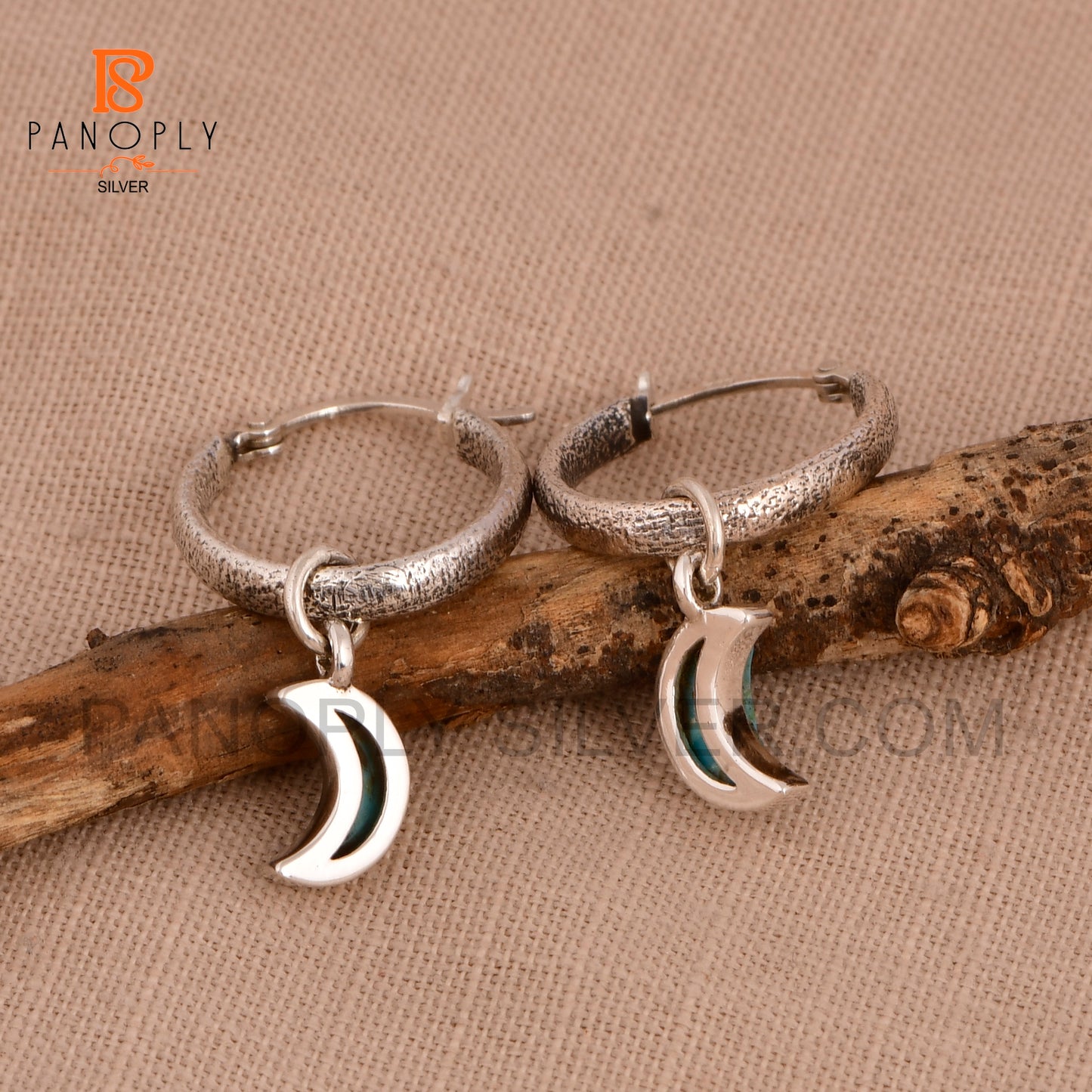 925 Silver Charm Half Moon Hoop Earrings For Women Jewelry