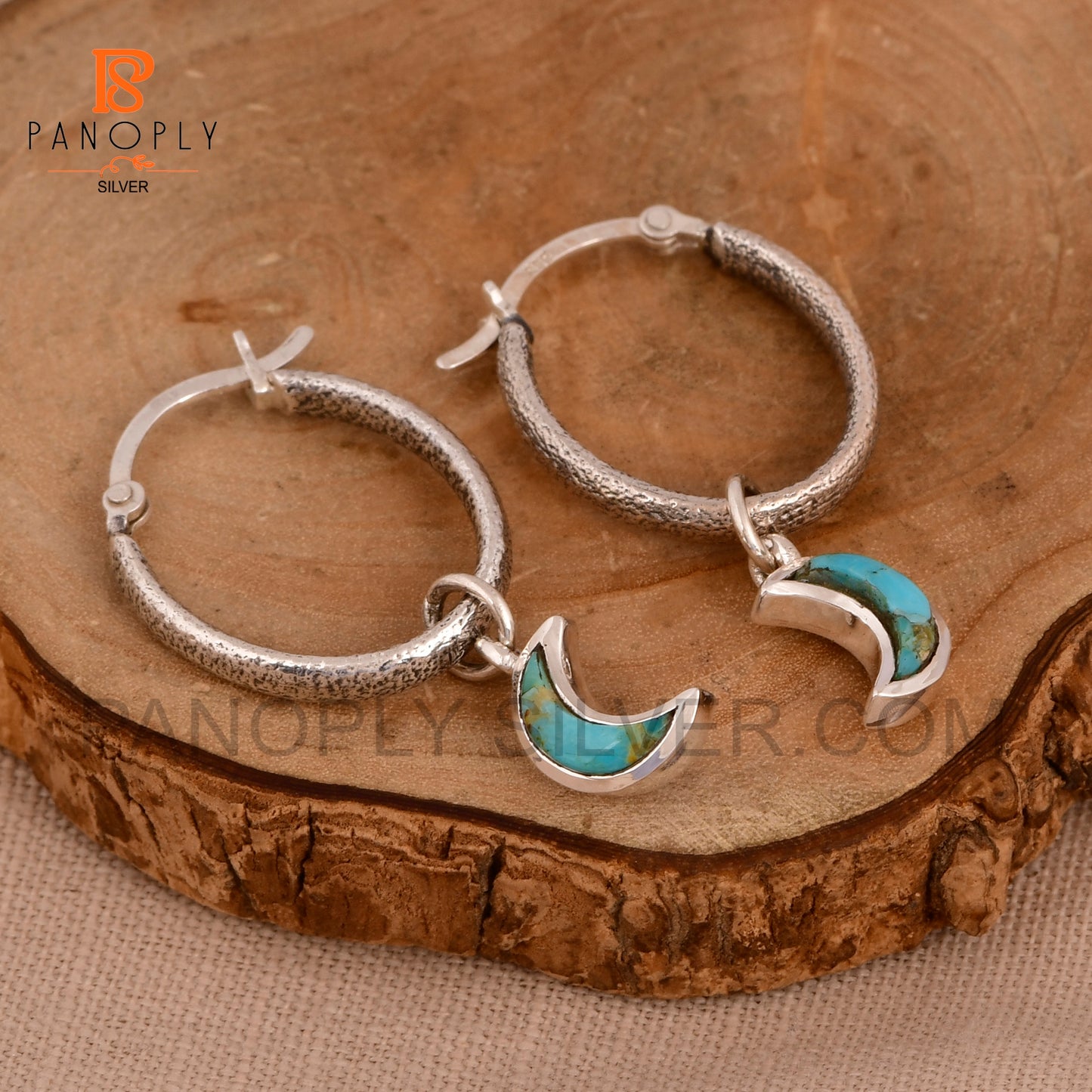 925 Silver Charm Half Moon Hoop Earrings For Women Jewelry