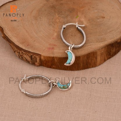 925 Silver Charm Half Moon Hoop Earrings For Women Jewelry