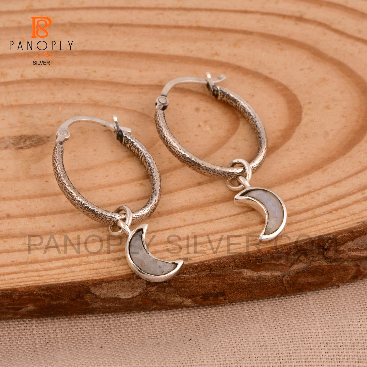 925 Silver Charm Half Moon Hoop Earrings For Women Jewelry