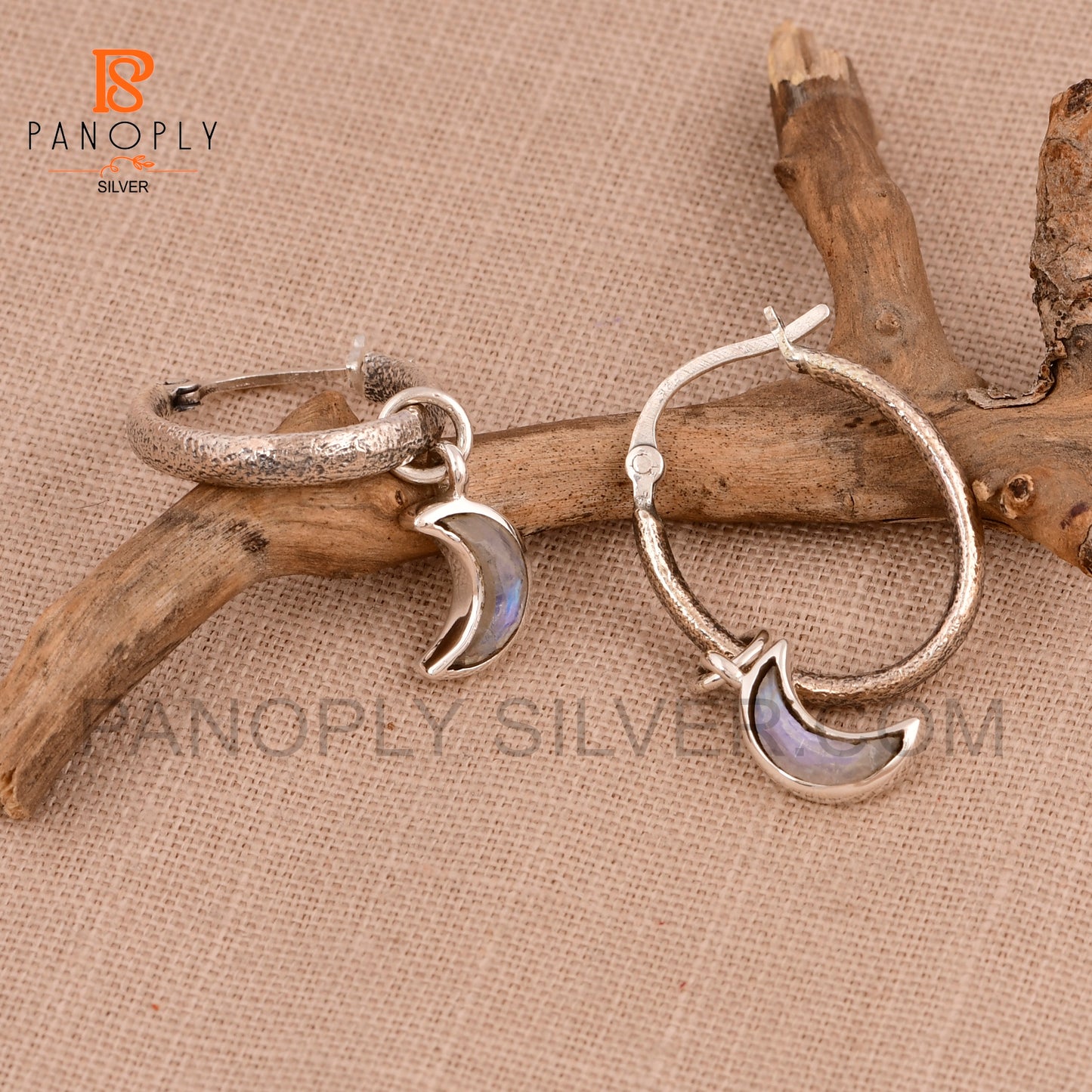 925 Silver Charm Half Moon Hoop Earrings For Women Jewelry