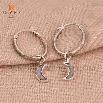 925 Silver Charm Half Moon Hoop Earrings For Women Jewelry