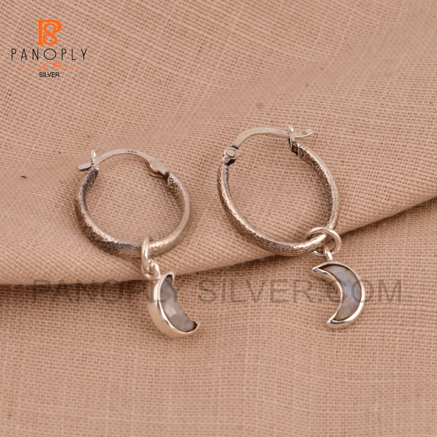 925 Silver Charm Half Moon Hoop Earrings For Women Jewelry