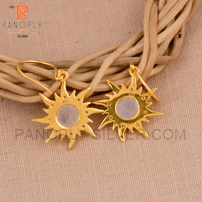 925 Sterling SIlver 18k Gold Plated Dangly Sun Earrings