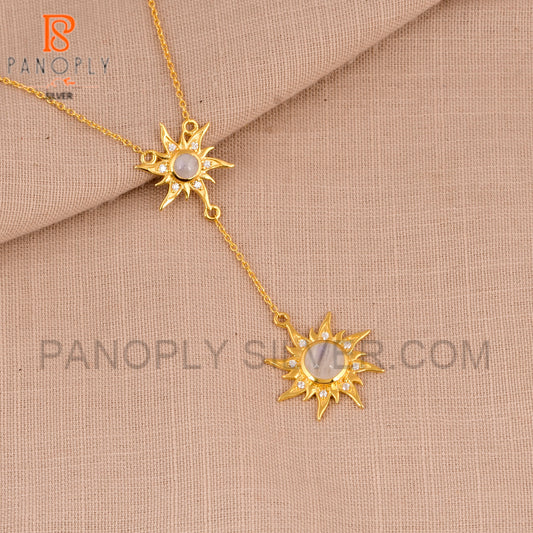 925 Silver Gold Double Sun Pendant, Sun Jewelry