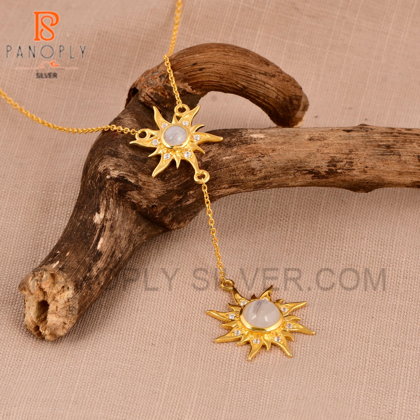 925 Silver Gold Double Sun Pendant, Sun Jewelry