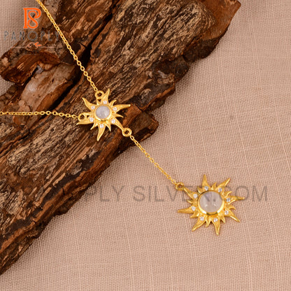 925 Silver Gold Double Sun Pendant, Sun Jewelry