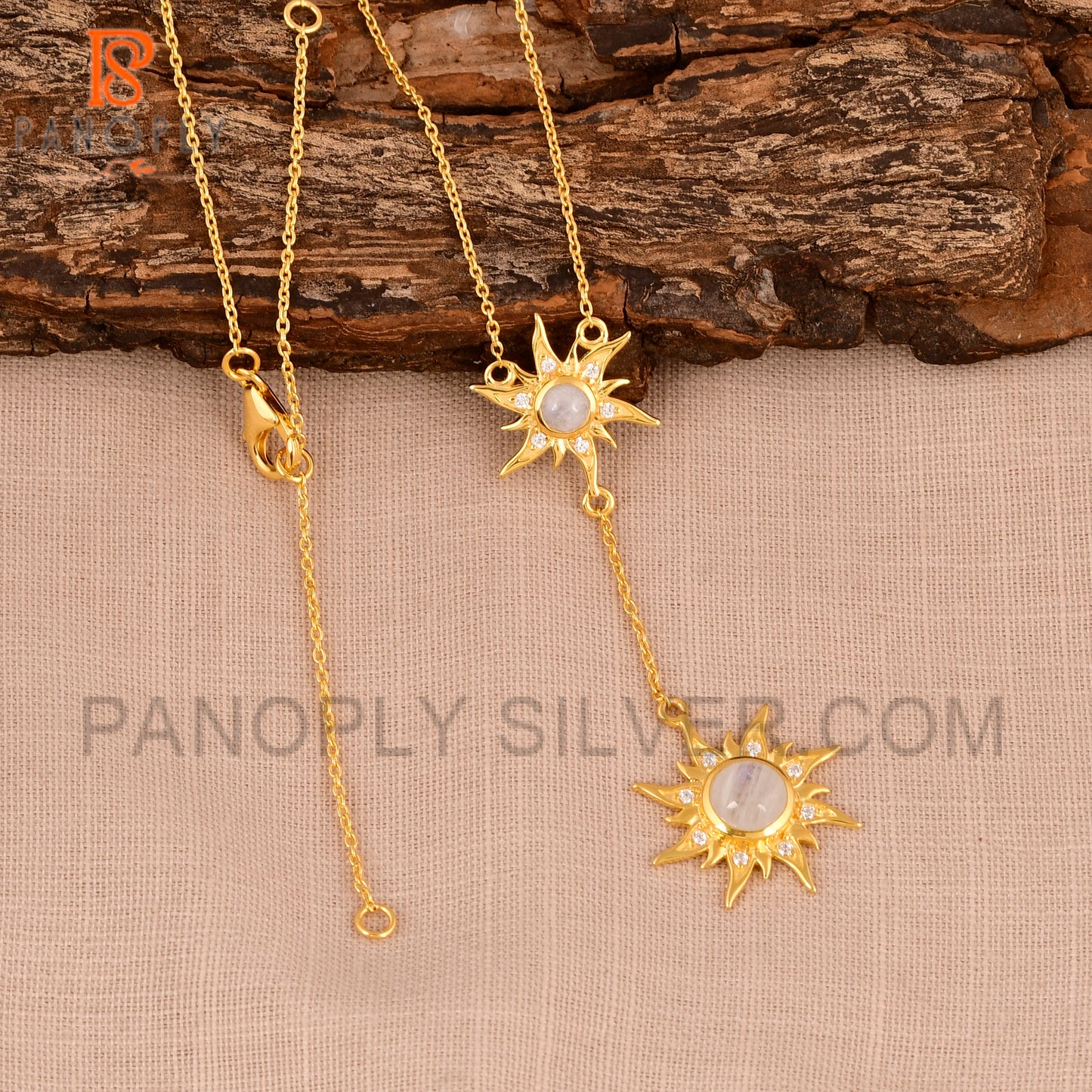 925 Silver Gold Double Sun Pendant, Sun Jewelry