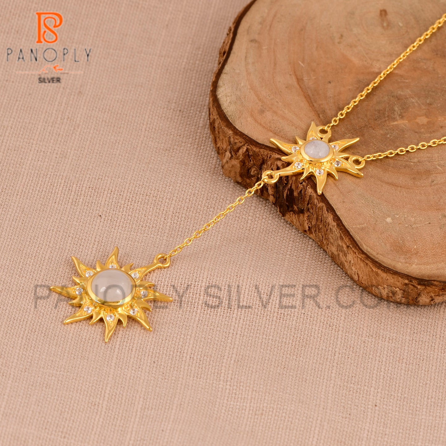 925 Silver Gold Double Sun Pendant, Sun Jewelry