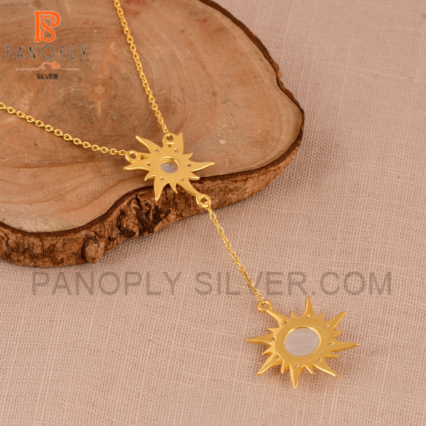 925 Silver Gold Double Sun Pendant, Sun Jewelry