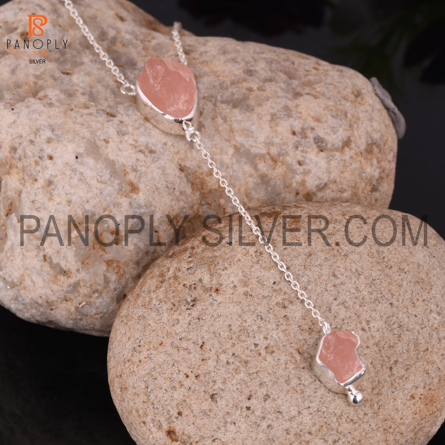 Rose Quartz Rough Silver 925 Pendants For Girls