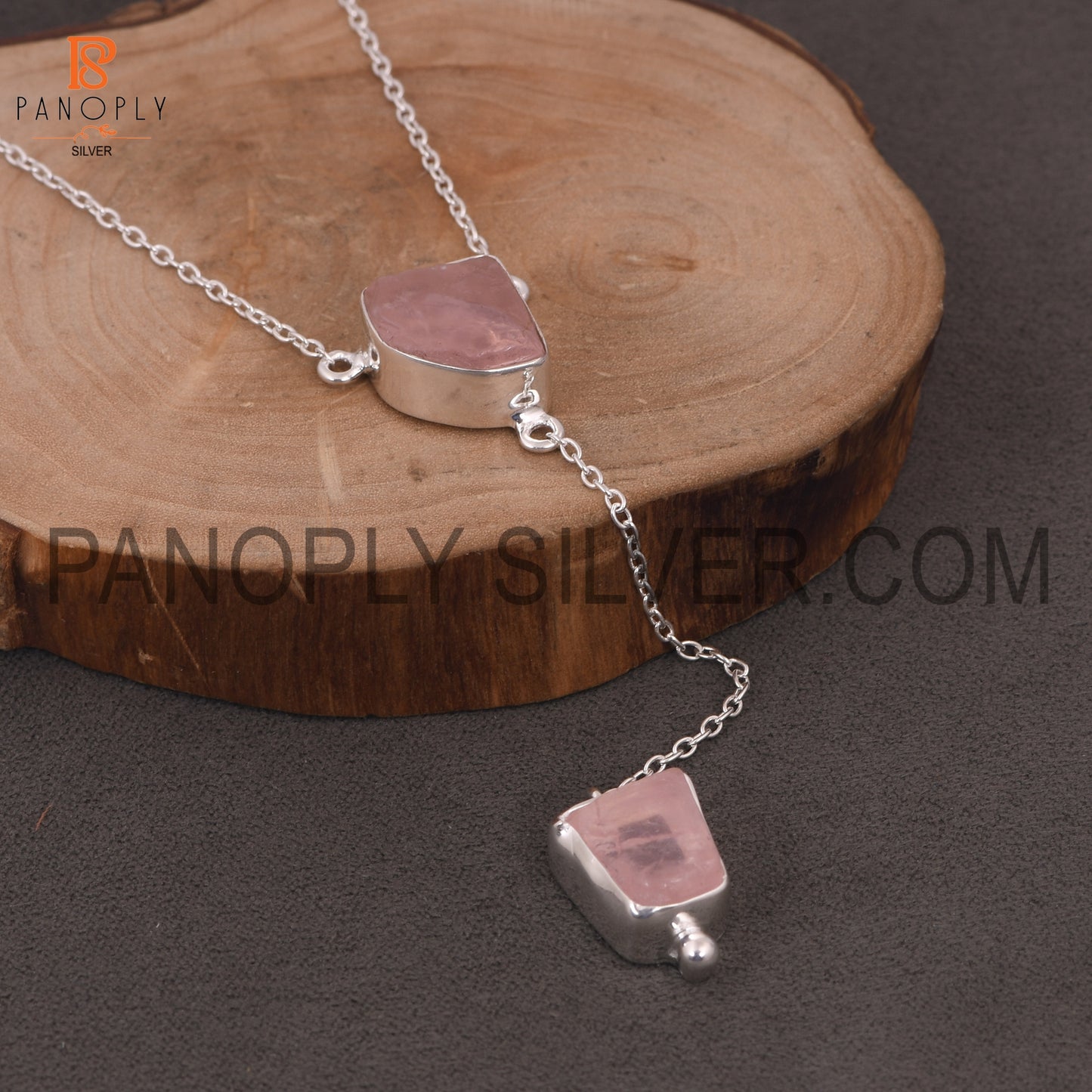 Rose Quartz Rough Silver 925 Pendants For Girls