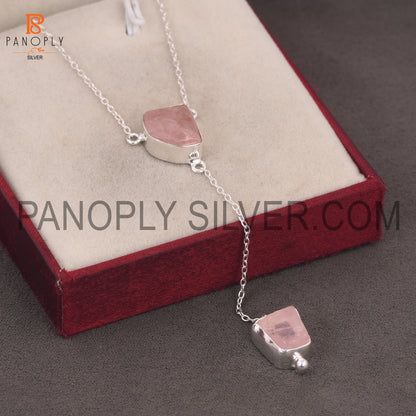 Rose Quartz Rough Silver 925 Pendants For Girls