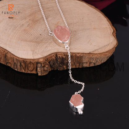 Rose Quartz Rough Silver 925 Pendants For Girls