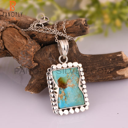 Kingman Turquoise Beguette 925 Silver Pendant