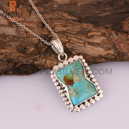 Kingman Turquoise Beguette 925 Silver Pendant