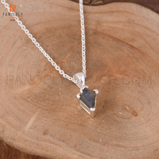 Labradorite 925 Sterling Silver Kite Shape Necklace