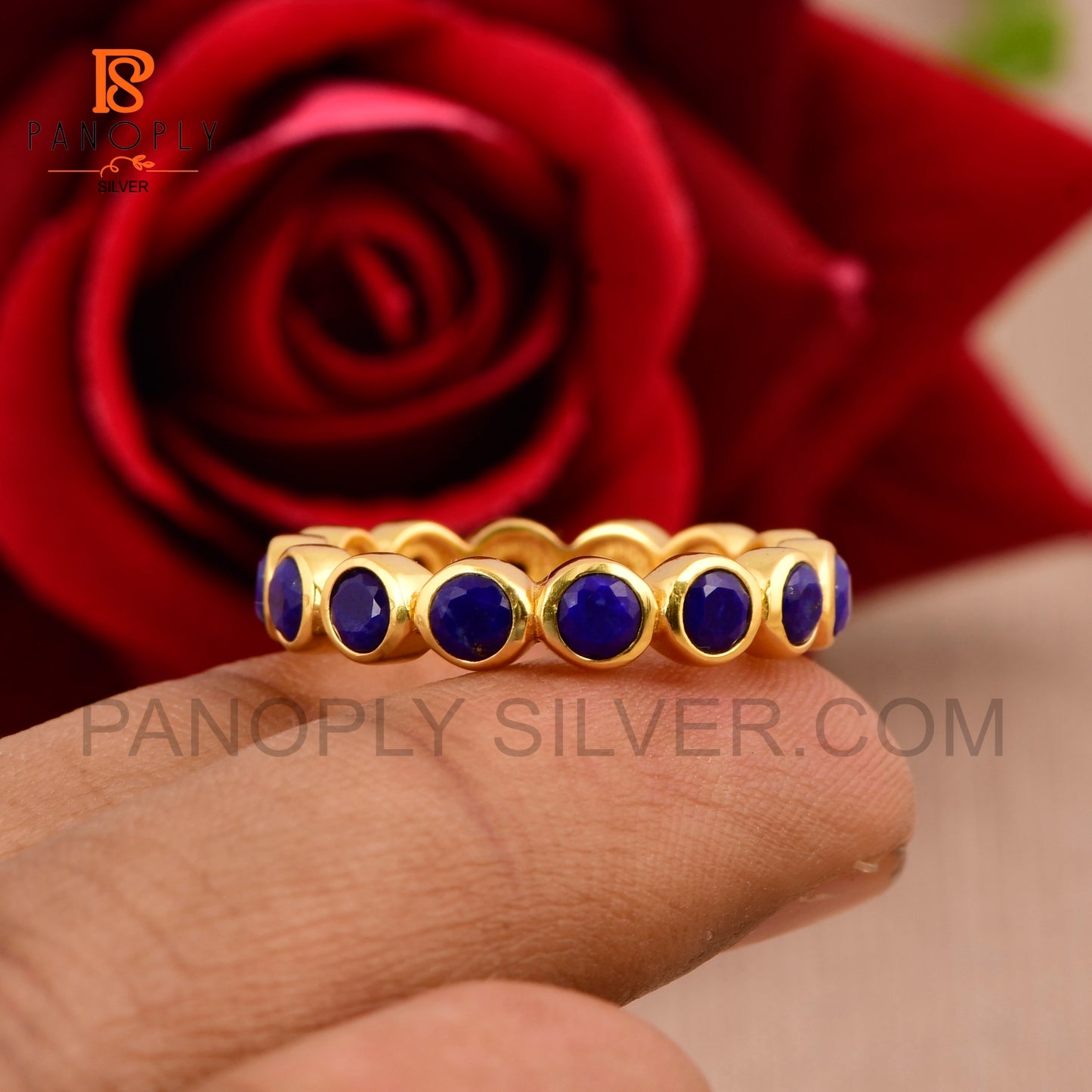 18k Gold Solid 925 Silver Full Eternity Band Promise Ring